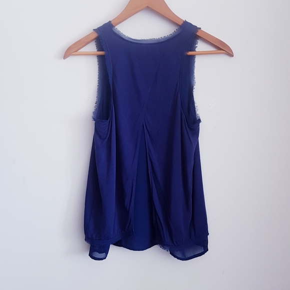 GUESS Blue Frayed Trim Tank Top - Picture 11 of 12